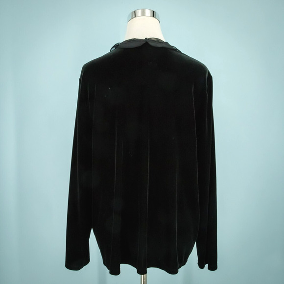 Chico's 3 Size XL Traveler's Black Velvet Ruffle Open Front Cardigan Jacket - Picture 2 of 6